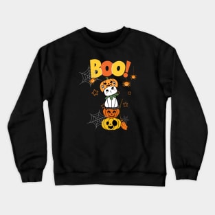 Halloween season - Cute Cat in Pumpkin Crewneck Sweatshirt